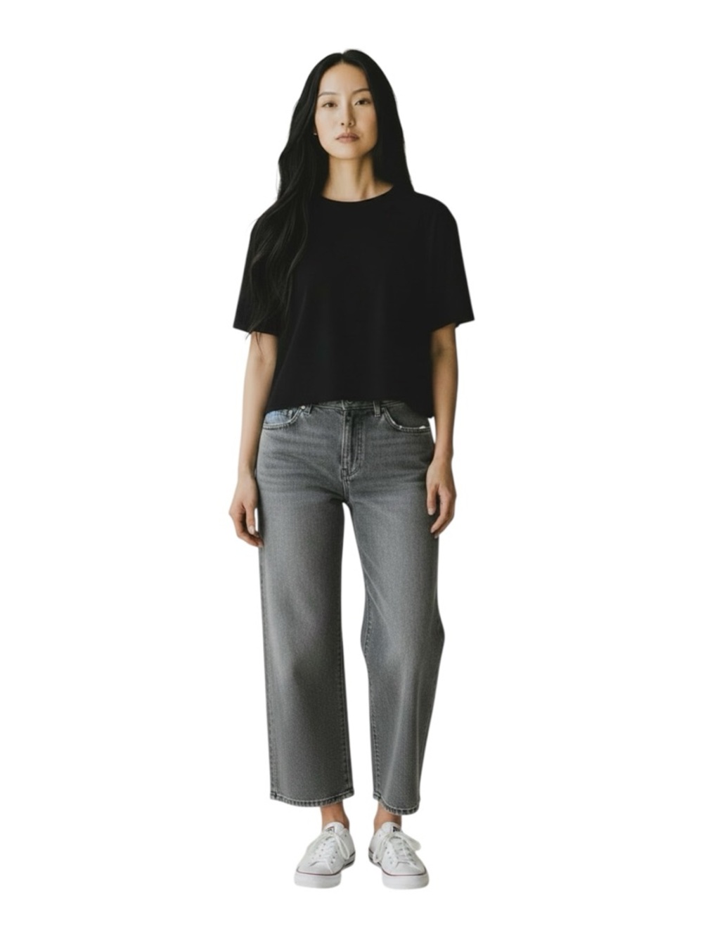J. McLaughlin Wide Leg Gray Crop Jeans